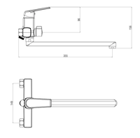 OneLife смеситель для ванны однорычажный полимерный универсальный излив, хром арт-P02-211cr — фото 1, Смеситель для ванны