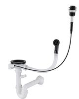 GRANFESTСифон одинарный 3 1/2&quot; черный п/авт с круглым переливом и отводом арт. GF- 13PB2-P2  павт  черн — фото 1, Сифоны