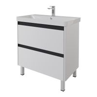 Тумба LUXURY PLUS, 80 см, подвесная/напольная, 2 ящик, белый матовый арт-99.2031 — фото 1, Тумбы под раковину