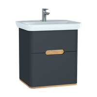 Sento Тумба с раковиной с 2 ящиками 65 см с LED подсветкой цвет матовый антрацит VITRA арт-60834 — фото 1, Тумбы с раковиной