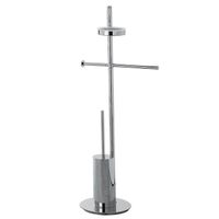Стойка COLOMBO DESIGN PLANETS B9813 напольная с полотенцедержателем с мыльницей с держателем туалетной бумаги и с ершиком цвет хром — фото 1, Стойки - набор держателей
