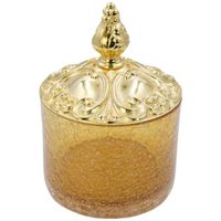 ELISABETTA Баночка высокая, H17 см. с крышкой, стекло/золото 17056 — фото 1, Органайзеры для ванной