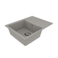 Кухонная мойка Lemark IMANDRA 640 врезная прямоугольная с крылом из кварцгранита, Грей арт-9910021 — фото 1, Кухонные мойки