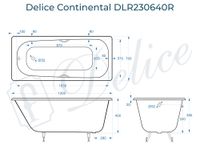 Ванна чугунная Delice Continental 120х70 с отверстиями под ручки DLR230640R — фото 3, Чугунные ванны