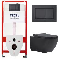 КОМПЛЕКТ TECE + beWash: 9400414 Инсталляция для подвесного унитаза TECE + Bogen Унитаз подвесной безободковый с функцией биде с сиденьем микролифт черный матовый 88303670 TC414303670 — фото 2, Комплекты унитаз + инсталляция
