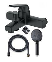 OneLife смеситель для ванны/душа однорычажный полимерный с душевым набором, черный арт-P02-300b — фото 14, Смеситель для ванны