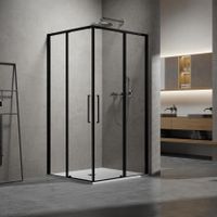 Душевой уголок Slim 8mm VSS-6SL8010CLB, 1000*800, черный, стекло прозрачное — фото 2, Прямоугольные душевые уголки