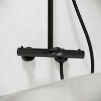 Душевая стойка с изливом и термостатом для ванны/душа Game, с регулировкой по высоте, цвет черный матовый, арт. арт-SC3001LMB — фото 4, Душевые стойки