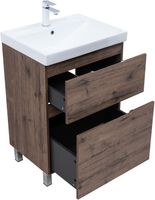 Тумба с раковиной Aquanet Алвита new 60 (Flat) напольная 2 ящ. цв.дуб веллингтон табак арт-00345676 — фото 9, Тумбы с раковиной