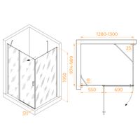 Душевой уголок RGW LE-044 (LE-004+Z-14) 1300x1000 арт-06124430-11 — фото 2, Прямоугольные душевые уголки