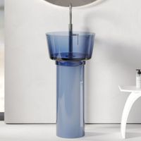 Раковина отдельностоящая прозрачная ABBER Kristall AT2702Saphir-H синяя — фото 1, Раковины напольные