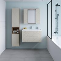 Тумба под раковину подвесная Бриклаер КРИСТАЛЛ латте, 90 см арт-4627125416958 — фото 4, Тумбы с раковиной