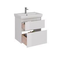 Тумба Lemark COMBI 70 см под 1 раковину, подвесная/напольная, 2 ящика, цвет корпуса, фасада: Белый г арт-LM03C70T — фото 1, Тумбы под раковину