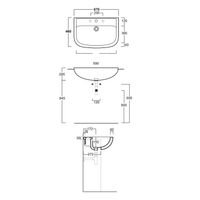 Раковина SIMAS LAVABI полувстраиваемая с одним отверстием и двумя намеченными PAOLA цвет белый S57 — фото 2, Раковины встраиваемые сверху