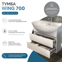 Тумба под раковину VIGO Wing 70 подвесная белый (tp.WIN.BAL.70.2Y белый) — фото 5, Тумбы под раковину