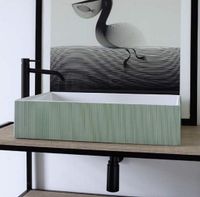 Раковина Scarabeo TEOREMA 2.0 накладная без перелива без отверстий цвет белый с зелеными полосками арт-5101 REV — фото 1, Раковины накладные