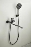 Смеситель для ванны с длинным изливом и душем BELZ, оружейная сталь, арт-B22713-3 — фото 2, Смеситель для ванны