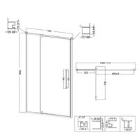 Дверь в нишу Niagara Nova NG-45-11ASG (110х195) распашная,золото сатин,стекло прозрачное,1 место — фото 12, Распашные душевые двери