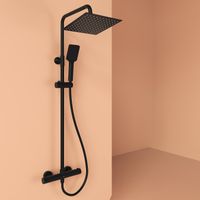 Товар: Душевая стойка SANCOS KANEDO с термостатом с верхним душем 248x248 мм ручным душем 110 мм 4 режима черный матовый SC7100MB - фото 1 Душевая стойка SANCOS KANEDO с термостатом с верхним душем 248x248 мм ручным душем 110 мм 4 режима черный матовый SC7100MB — фото 1, Душевые стойки