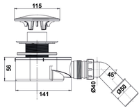 Сифон Bettoserb для поддона слив 90мм 125341 — фото 1, Сифоны для поддонов