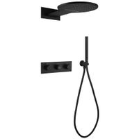 Душевая система ABBER Wasser Kreis AF8151B скрытого монтажа без излива, термостат, черная матовая — фото 1, Встраиваемые душевые комплекты