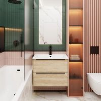 Тумба под раковину подвесная La Fenice Tesoro FNC-01-TES-DNN-100-2, натуральный — фото 3, Тумбы под раковину