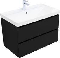 Тумба с раковиной Aquanet Вега 2.0 80 2 ящ. цв.черный (раковина Flat) 00344767 — фото 6, Тумбы с раковиной