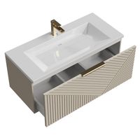 Тумба подвесная "БЛИСС-100 см" с 1 ящ. беж. матовая (ум. Блисс-100 см.) 1010049 — фото 6, Комоды и тумбы для ванной комнаты