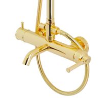 ERMITAGE MINI Душевой настенный гарнитур с верхним душем d 200 мм.(излив, шланг, ручной душ), золото арт-31526 — фото 2, Душевые стойки