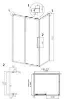 Душевое ограждение Grossman Cosmo 100.K33.02.100.21.02-200.K33.02.100.21.02 (100х100х195) раздвижная(левая),черный матовый,стекло шиншилла,2 места арт-120.K33.02.1010.21.02 — фото 9, Квадратные душевые уголки