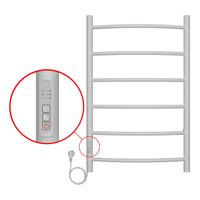 Полотенцесушитель электрический AZARIO VERONA 500/800 6 секций, диммер слева, белый арт-AZ04758W — фото 3, Электрические полотенцесушители