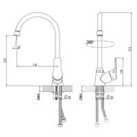 Смеситель для кухни Azario поворотный излив, керамический картридж, хром арт-AZ-HU245897 — фото 1, Смесители для кухни