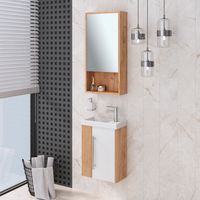 Тумба подвесная с умывальником MELBOURNE 40 /правая/дуб/белый/ AQUA DE MARCO 5040WCMEL/H/V.2.0 — фото 7, Тумбы с раковиной