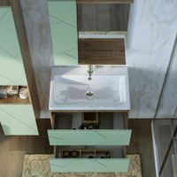 Комплект мебели для ванной Бриклаер КРИСТАЛЛ 70ZF, фисташковый/дуб гранж песочный — фото 10, Комплекты мебели для ванной