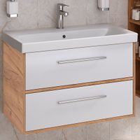 Тумба подвесная MELBOURNE 80 /дуб/белый/ AQUA DE MARCO 2080WCMEL/H/V.2.0 — фото 2, Тумбы под раковину