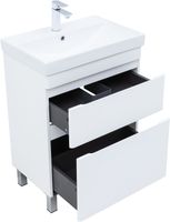 Тумба под раковину Aquanet Слим 60 напольная, белый сатин арт-00346042 — фото 1, Тумбы под раковину