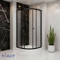 Душевой уголок с поддоном Parly 90х90 см, профиль черный, стекло матовое арт-ZF911B — фото 6, Душевые уголки четверть круга