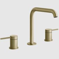 Смеситель для раковины, Gessi, 316 Flessa, тип открывания воды-вентильный, тип регулирования воды-керамическая кран-букса, монтаж-на раковину/столешницу, отверстия для монтажа-3, высота, мм-205, вынос излива, мм-156, тип излива-неподвижный, донный клапан-отсутствует, тип подводки-гибкая, стандарт подвода воды-3/8", цвет-Brushed Brass PVD арт-54012.727 — фото 2, Смесители для раковины