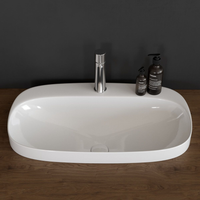 Раковина Scarabeo MOON полувстраиваемая без перелива с одним отверстием цвет белый арт-5512 — фото 4, Раковины накладные