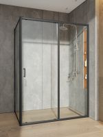 Orange душевой уголок без поддона с раздвижной дверкой, матовый черный арт-E23-14090TB — фото 4, Прямоугольные душевые уголки