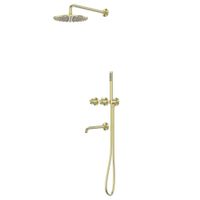 Душевая система ABBER Wasser Kreis 316 скрытого монтажа с изливом, термостат, золото брашированное арт-AF8150BG — фото 1, Встраиваемые душевые комплекты