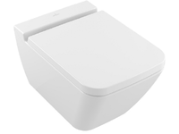 Унитаз, Villeroy&Boch, Finion, с открытым смывным краем , тип установки-подвесной, ширина, мм-375, глубина, мм-560, высота, мм-350, форма чаши-прямоугольная, выпуск-горизонтальный, вид грязеотталкивающего покрытия-CeramicPlus, крепления в комплекте, цвет-Stone White арт-4664R0RW — фото 1, Подвесные унитазы