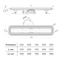 Душевой лоток BETTOSERB Frameless Matte White 850 арт-13701327 — фото 2, Душевые лотки