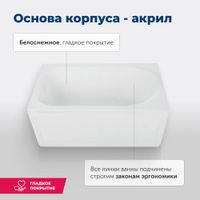 Акриловая ванна Aquanet West 120x70 (с каркасом) 00205558 — фото 8, Акриловые ванны