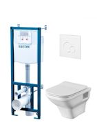 ПЭК ЛАЙН rimless (подв.унитаз+ инсталл.+сид.SC+белая кнопка двойного слива) САНТЕК арт-1WH501750 — фото 1, Комплекты унитаз + инсталляция