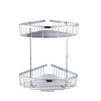 Полка металлическая угловая двухъярусная Rose , хром арт-RW12 — фото 1, Полки для ванной и душа