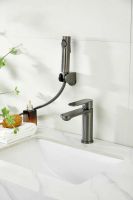 Смеситель для раковины с гигиеническим душем BELZ, оружейная сталь, арт-B12713-3 — фото 2, Смесители для раковины