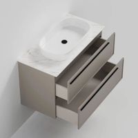 Тумба под раковину подвесная La Fenice Elba TWIN FNC-01-ELB-C-80-2, бежевая — фото 6, Тумбы под раковину