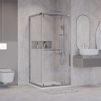 Душевое ограждение Niagara Nova NG-6635-34 (100х100х195) квадрат,хром,двери раздвижные,стекло прозрачное,1 место — фото 3, Квадратные душевые уголки