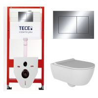 КОМПЛЕКТ TECE + beWash: 9400412 Инсталляция для подвесного унитазаTECE + BeWash Melville Унитаз подвесной безободковый с форсункой биде со скрытым креплением с гигиеническим покрытием в комплекте с тонким сиденьем микролифт HRKA052N3VP1W5SZ0+VTMU11W5W арт-TC412N3VP1 — фото 2, Комплекты унитаз + инсталляция